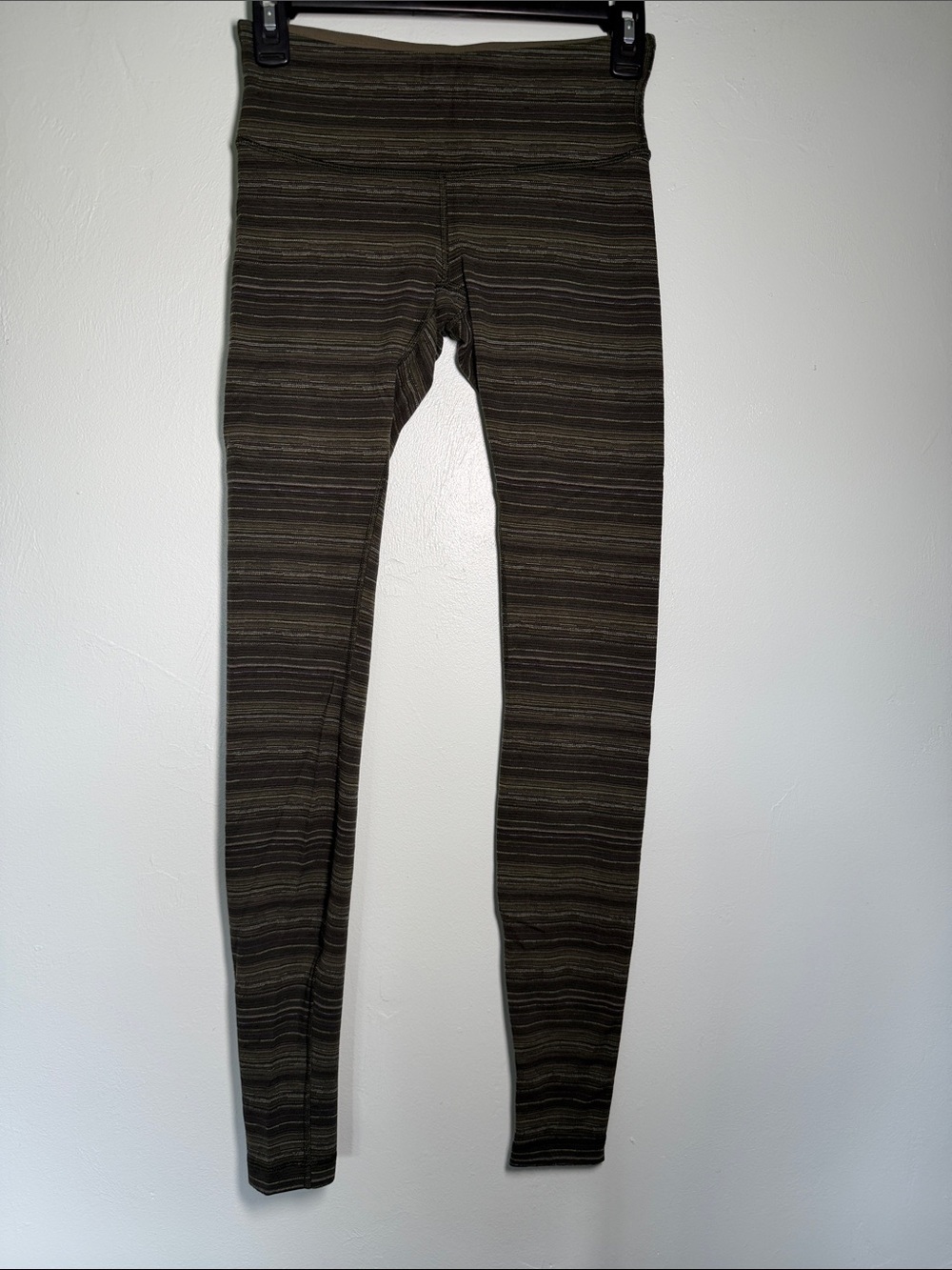 Lululemon Wunder Under Pant III in Cyber Stripe Gator Green Black
